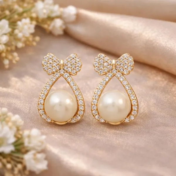 Gold_Tone_Bow_Pearl_Drop_Earrings_for_Women
