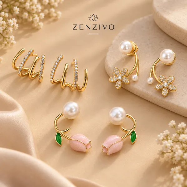 ZENZIVO_Premium_Gold-Plated_Earrings_Combo_–_Crystal_Hoop,_Pearl_Floral_&_Pink_Rose_Design_|_3_Pair_Combo