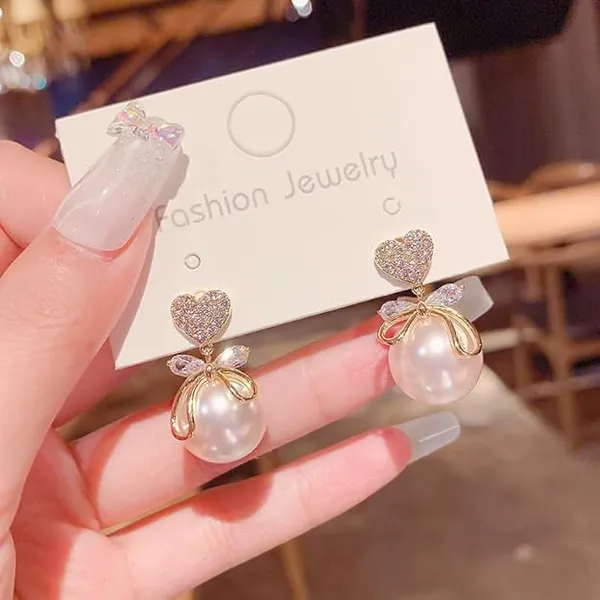 Gold_Tone_Pearl_Bow_Drop_Earrings_for_Women