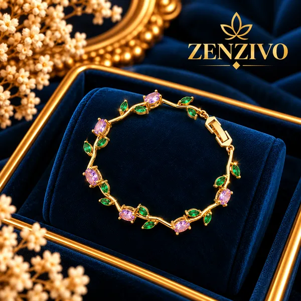 18K_Gold_Vine_Gemstone_Tulip_Bracelet_for_Women