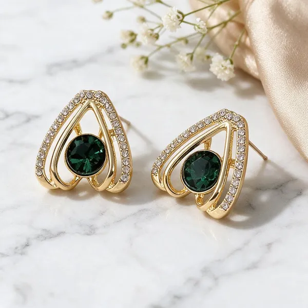 Gold_Tone_Green_Stone_Triangular_Stud_Earrings_for_Women