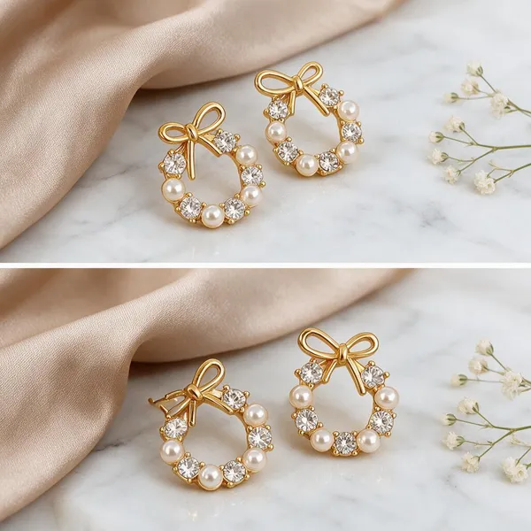 Gold-Tone_Bow_Pearl_Hoop_Earrings_for_Women