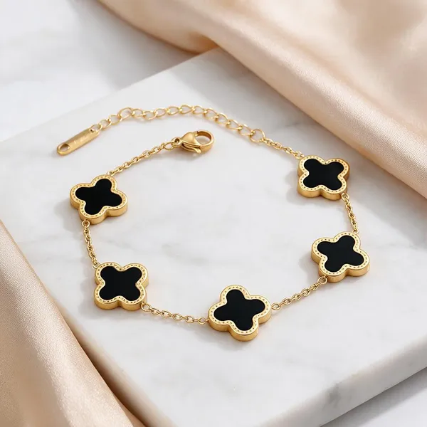 Gold_Tone_Black_Clover_Charm_Bracelet_for_Women