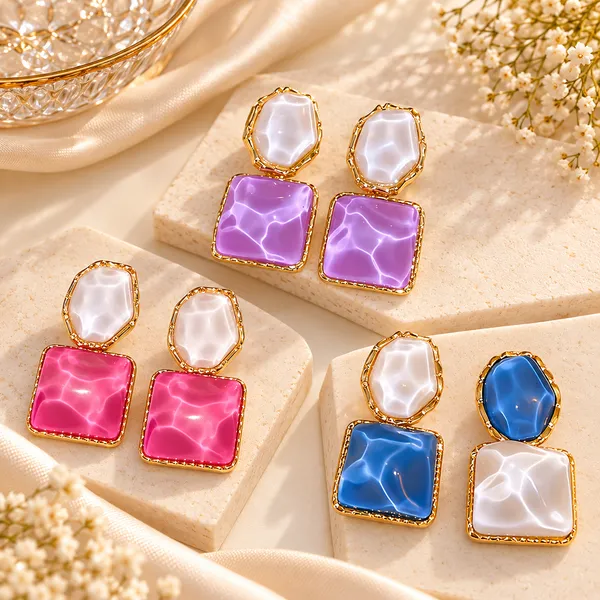 Premium_Gold-Plated_Pearl_&_Color_Stone_Earrings_Combo_–_Lavender,_Pink_&_Blue_Geometric_Statement_Earrings_|_3_Pair_Combo
