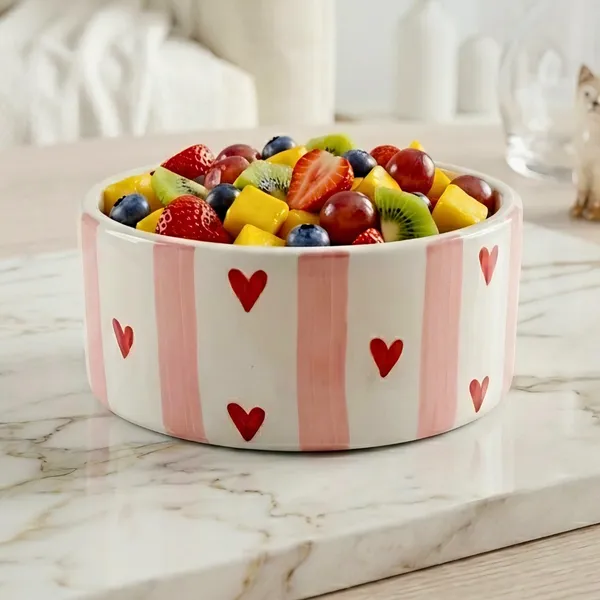 White_With_Pink_Stoneware_Serving_Bowl_For_Kitchen