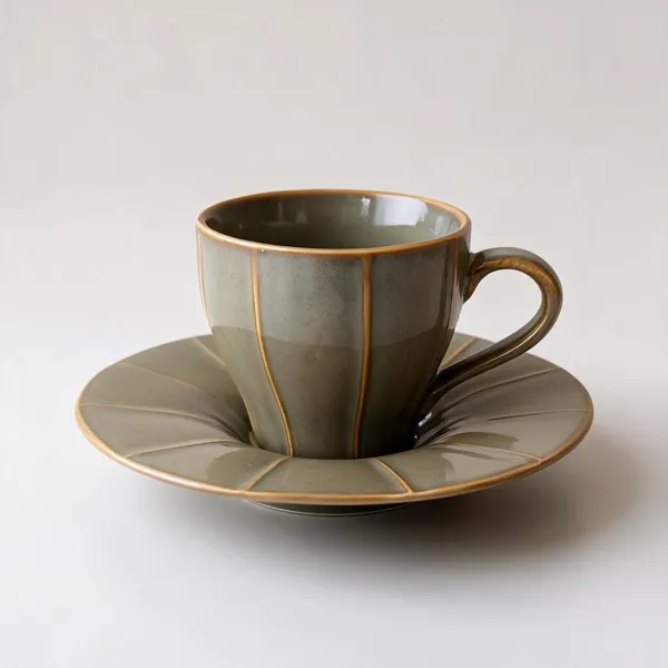 Olive_Taupe_With_Gold_Edging_Stoneware_Cup_And_Saucer_Set_For_Kitchen