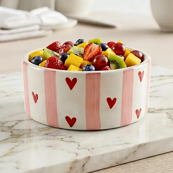 White_With_Pink_Stoneware_Serving_Bowl_For_Kitchen