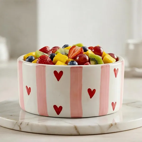 White_With_Pink_Stoneware_Serving_Bowl_For_Kitchen