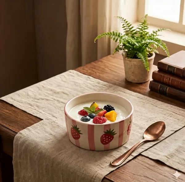 Cream_With_Pink_Stoneware_Bowl_For_Kitchen