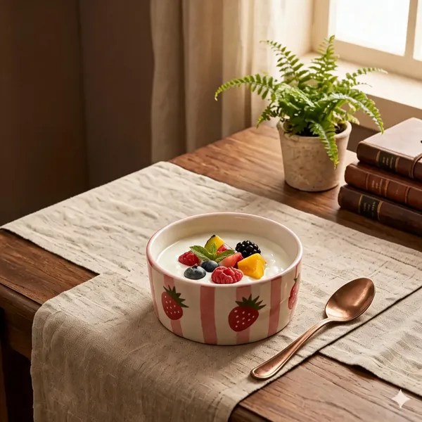 Cream_With_Pink_Stoneware_Bowl_For_Kitchen