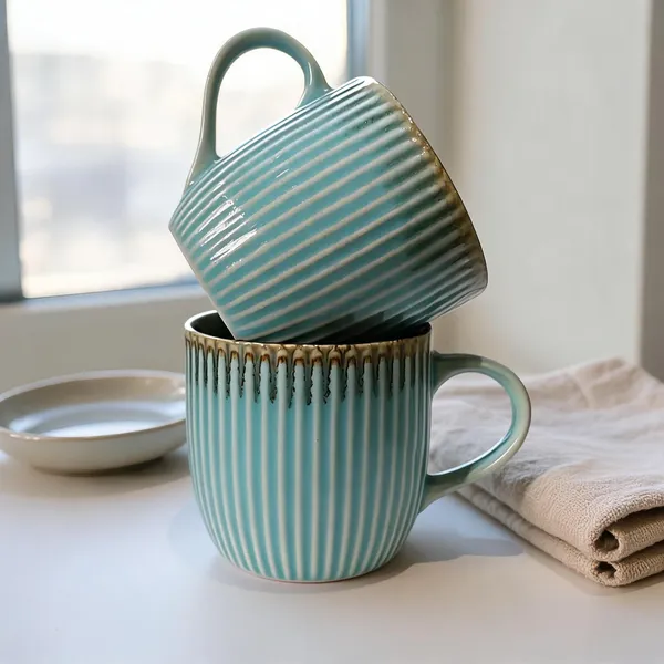 Aqua_With_Gold_Stoneware_Coffee_Mug_Set_For_Kitchen_Pack_Of_2