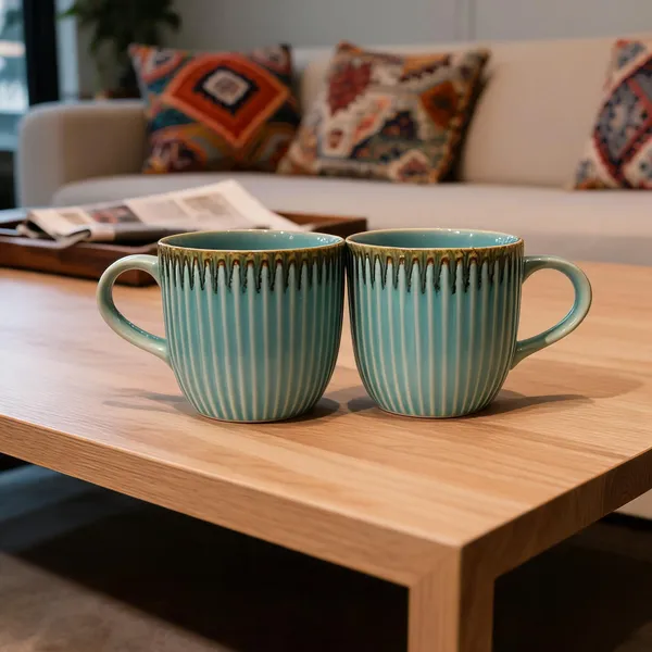 Aqua_With_Gold_Stoneware_Coffee_Mug_Set_For_Kitchen_Pack_Of_2