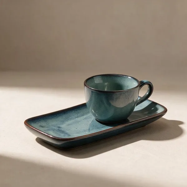 Blue-Green_Stoneware_Tea_Cup_And_Serving_Tray_For_Kitchen
