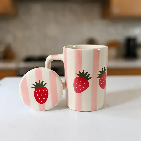 Pink_And_Red_Stoneware_Mug_With_Coaster_For_Kitchen