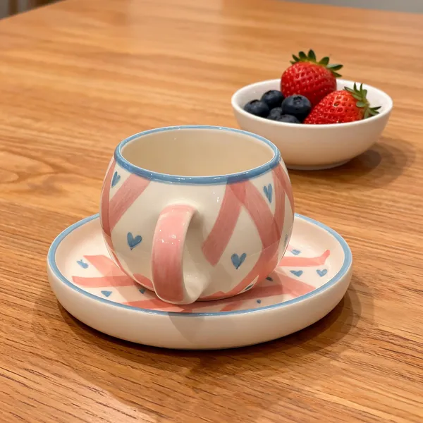Peach_And_Blue_Stoneware_Cup_And_Saucer_Set_For_Kitchen