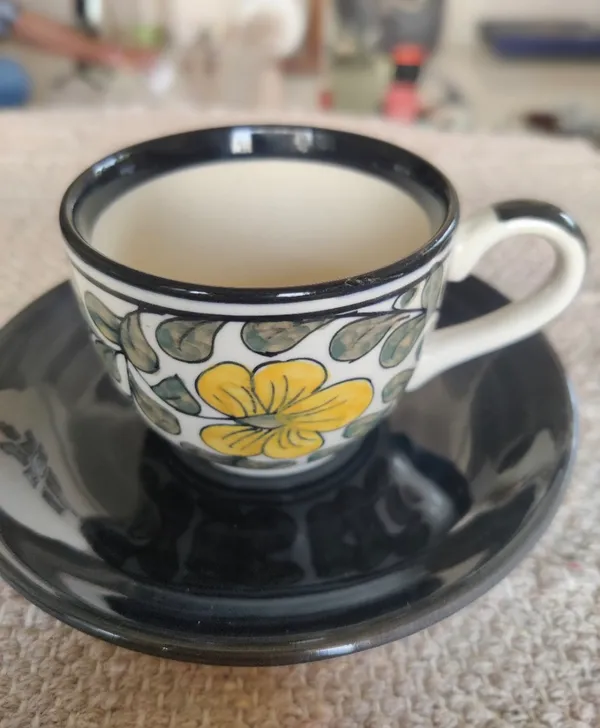 Black_And_Cream_With_Yellow_Stoneware_Cup_And_Saucer_Set_For_Kitchen