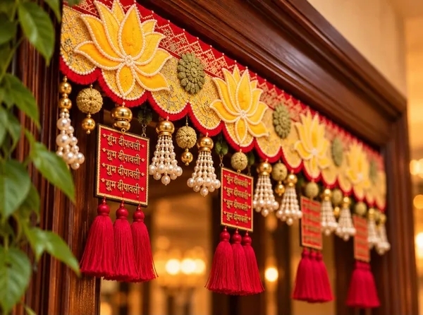 Traditional_Lotus_&_Pearl_Toran_with_Red_Tassels