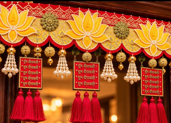 Traditional_Lotus_&_Pearl_Toran_with_Red_Tassels