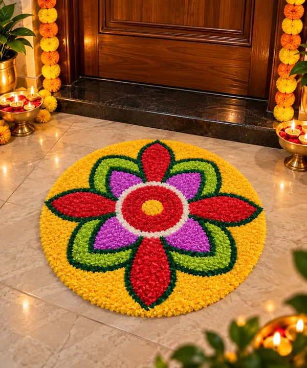 Handcrafted_Floral_Rangoli_Floor_Mat_–_Reusable_Diwali_Entrance_Decoration_(3_Ft_Round)