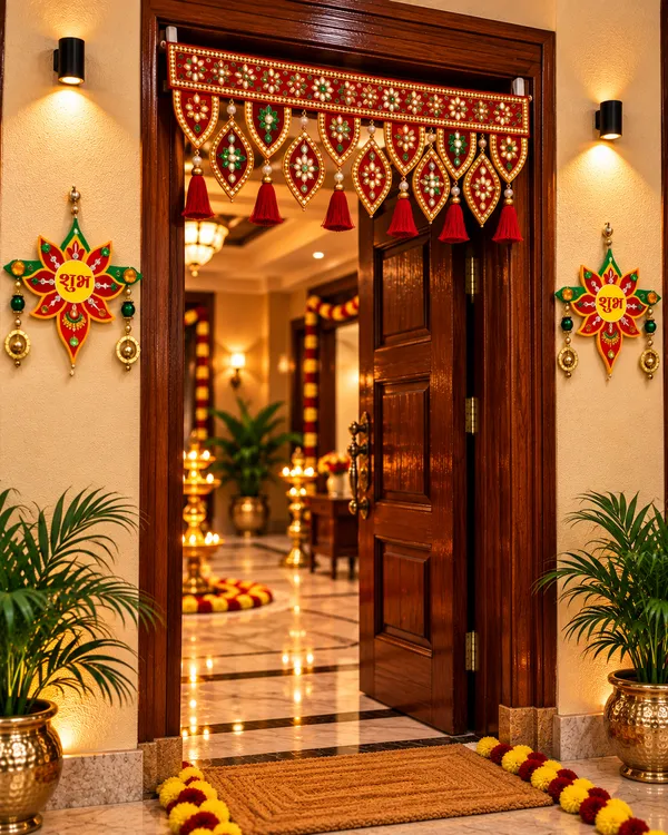 Handcrafted_Shubh_Labh_Sun_Wall_Hanging_Set_with_Designer_Floral_Door_Toran_|_Festive_Entrance_Decor