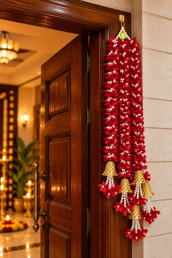 Luxury_Red_Floral_Bell_Door_Hanging_|_Artificial_Flower_Toran_with_Golden_Bells