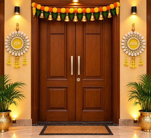 Marigold_Flower_Toran_with_Golden_Bells_&_Shubh_Labh_Wall_Hangings_|_Traditional_Door_Decoration