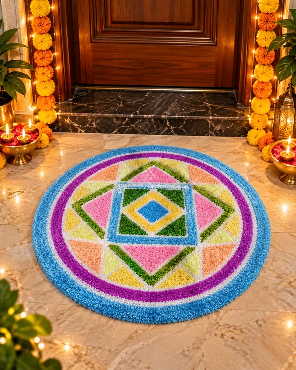 Pastel_Geometric_Rangoli_Mat_|_Reusable_Diwali_Floor_Decoration