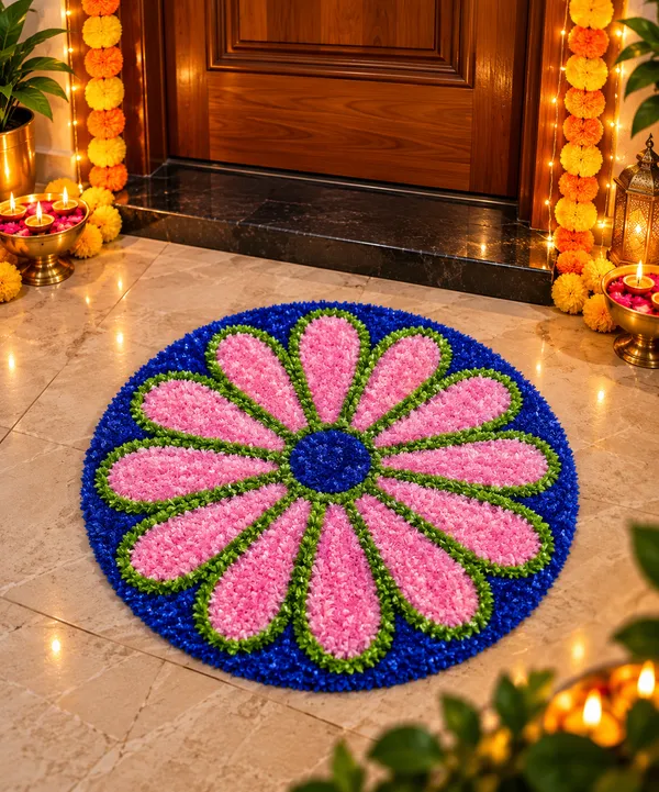 Pink_Floral_Rangoli_Mat_|_Reusable_Flower_Design_Diwali_Decoration