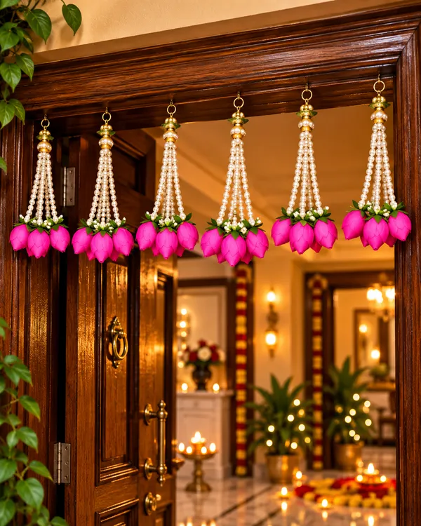 Pink_Lotus_Pearl_Hanging_Premium_Diwali_Toran_–_Handcrafted_Floral_Door_Hanging