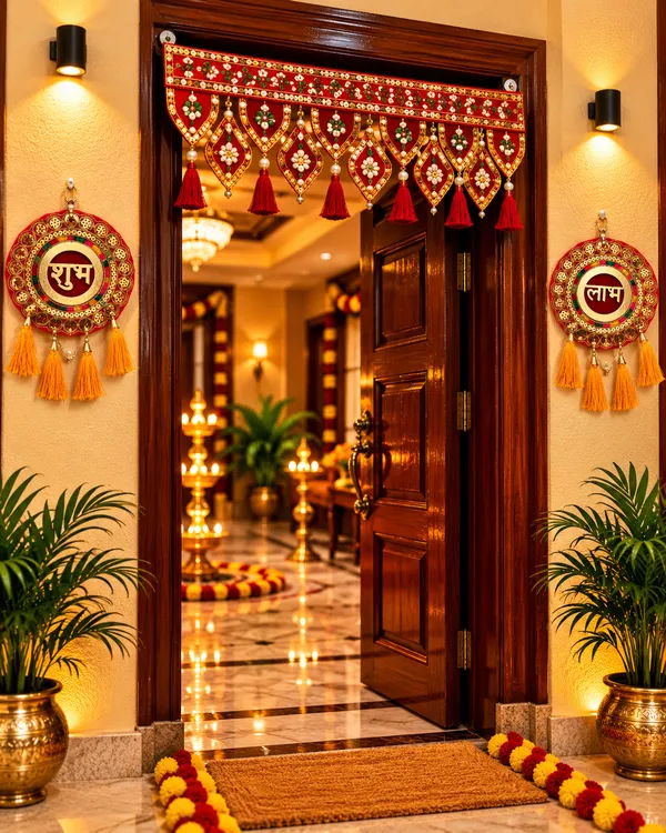 Premium_Round_Shubh_Labh_Wall_Hanging_with_Designer_Floral_Door_Toran_|_Festive_Entrance_Decor_Set