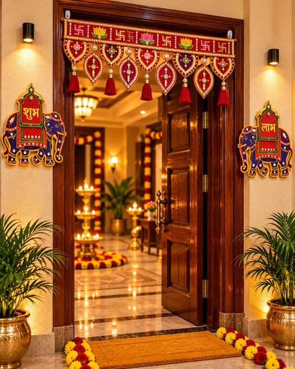 Premium_Shubh_Labh_Entrance_Toran_with_Elephant_Wall_Hangings_|_Festive_Door_Decoration_Set