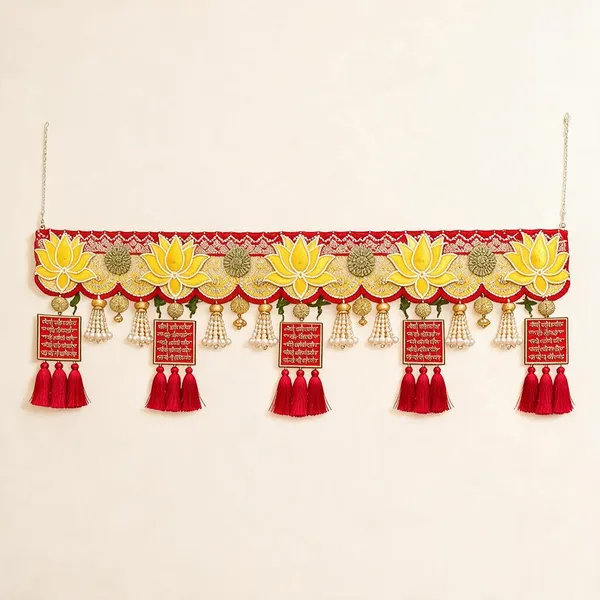 Embroidery_Pearl_Festive_Lotus_Red_Tassel_Toran