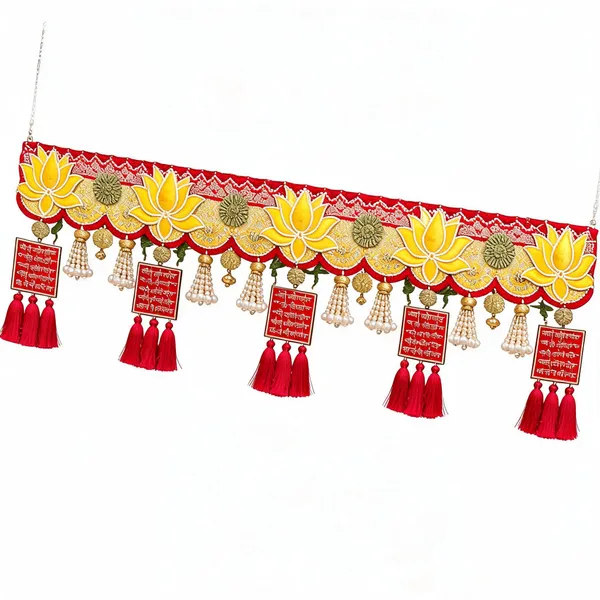 Embroidery_Pearl_Festive_Lotus_Red_Tassel_Toran