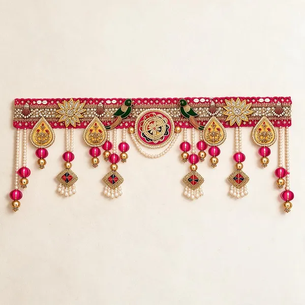 Embroidery_Pearl_Festive_Royal_Parrot_Motif_Toran