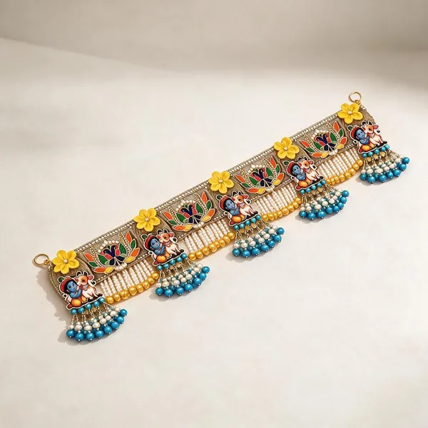 Velvet_Embroidery_Pearl_Festive_Bal_Gopal_Lotus_Toran