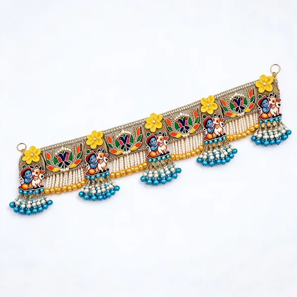 Velvet_Embroidery_Pearl_Festive_Bal_Gopal_Lotus_Toran