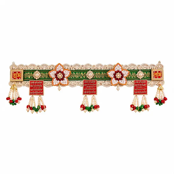 Embroidery_Pearl_Festive_Shubh_Labh_Emerald_Floral_Toran