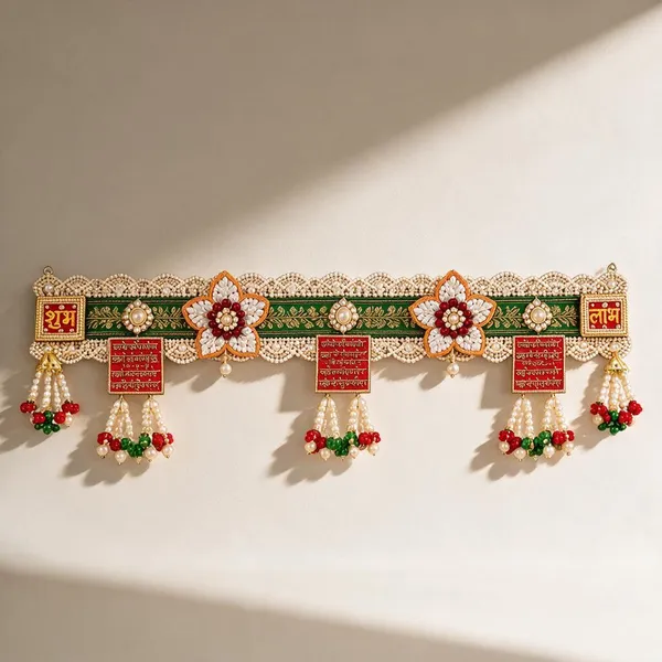 Embroidery_Pearl_Festive_Shubh_Labh_Emerald_Floral_Toran