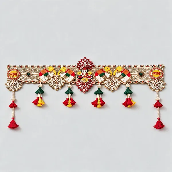 Embroidery_Pearls_Festive_Shubh_Labh_Gajraj_Elephant_Lakshmi_Toran