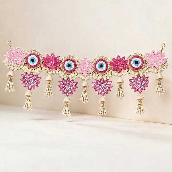 Embroidery_Pearls_Festive_Pink_Lotus_Evil_Eye_Pearl_Jhumka_Toran