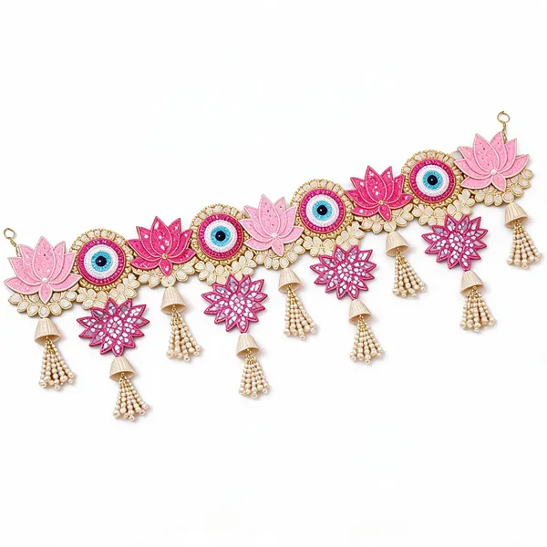 Embroidery_Pearls_Festive_Pink_Lotus_Evil_Eye_Pearl_Jhumka_Toran