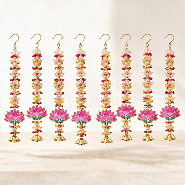 Embroidery_Pearls_Festive_Lotus_Floral_Golden_Bell_Hanging_Toran