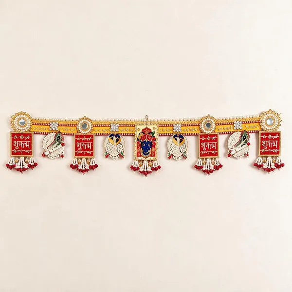 Beads_Pearl_Embellishments_Festive_Shreenathji_Peacock_Motif_Door_Toran