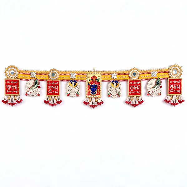 Beads_Pearl_Embellishments_Festive_Shreenathji_Peacock_Motif_Door_Toran
