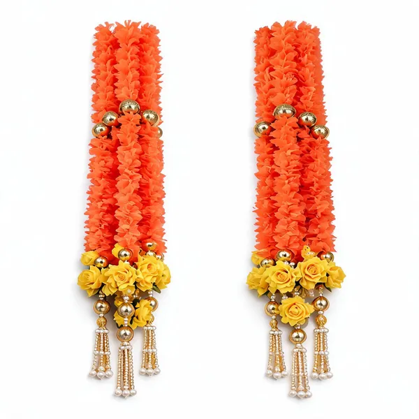 Artificial_Flowers_Pearl_Beads_Festive_Orange_Marigold_Yellow_Rose_Toran
