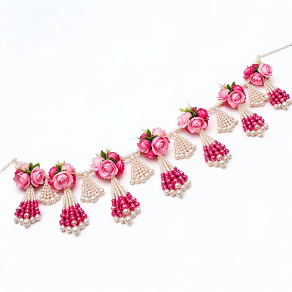 Artificial_Flowers_Pearl_Beads_Festive_Pink_Rose_Pearl_Tassel_Toran
