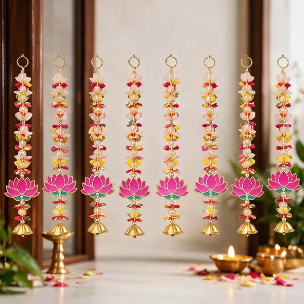 Artificial_Flowers_Pearl_Beads_Festive_Lotus_Floral_Golden_Bell_Toran