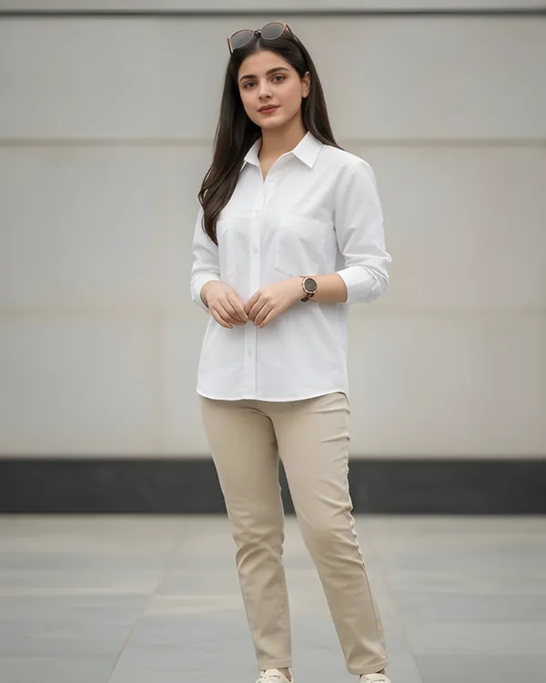 Women_Cotton_Slim_Fit_Shirt_With_Pockets_White