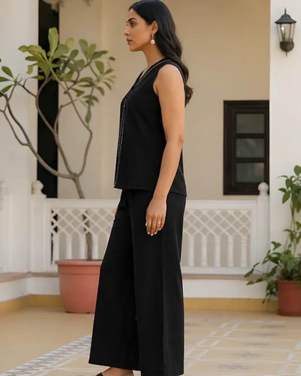 Solid_Cotton_Flex_Sleeveless_Co_Ord_Set_Black