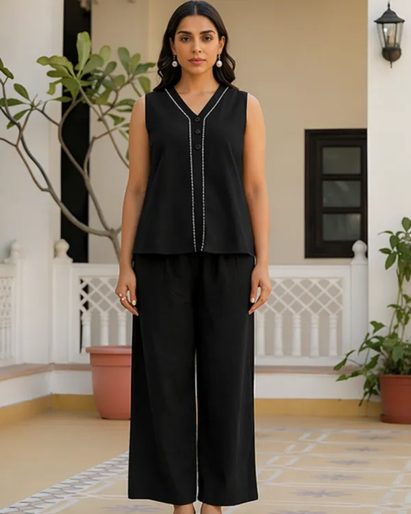Solid_Cotton_Flex_Sleeveless_Co_Ord_Set_Black
